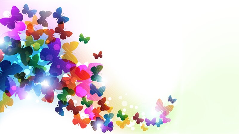 Colorful Butterflies — White, Bright