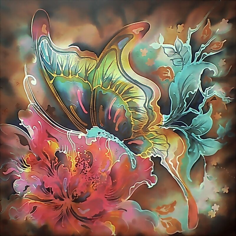 Colorful butterfly and flower art