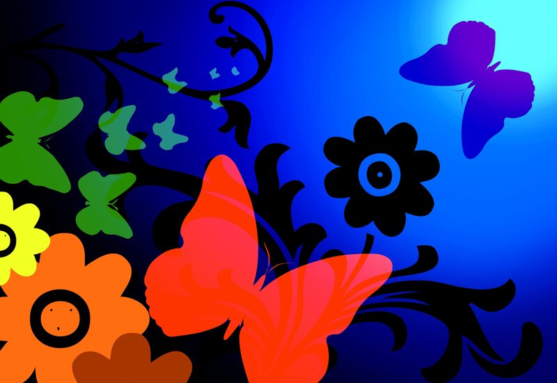 Colorful Butterfly and Flowers