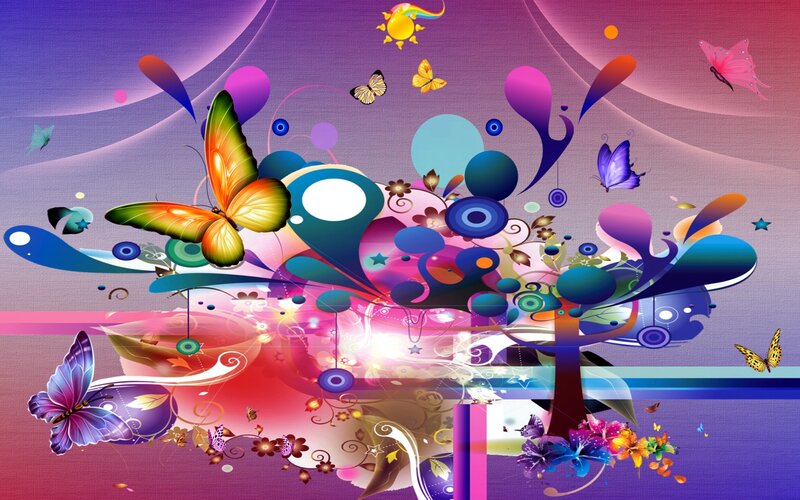 Colorful Butterfly Art — Purple