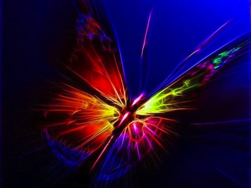 Colorful Butterfly — Blue, Vibrant, Digital Art, Light Trails