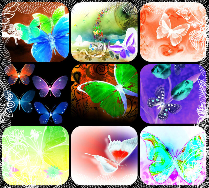 Colorful Butterfly Collage — Blue