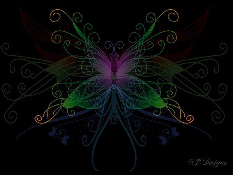 Colorful Butterfly Design — Black, Mystical