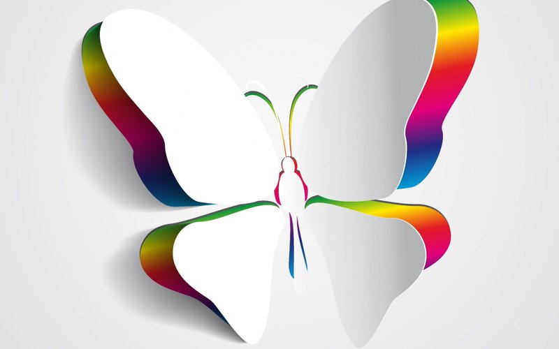 Colorful Butterfly Design — White, Calm