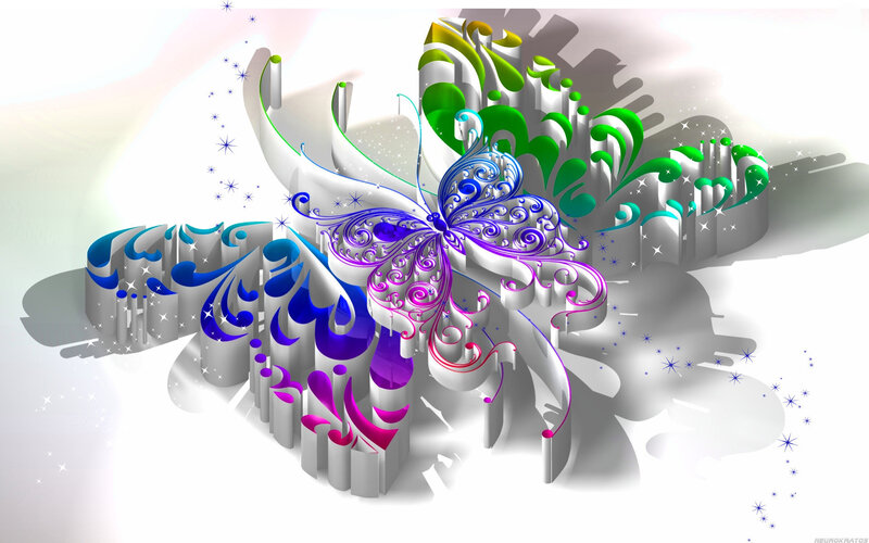 Colorful Butterfly Design — White