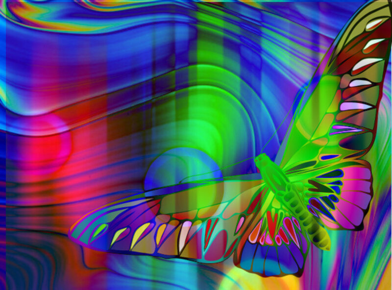 Colorful Butterfly — Green, Vibrant, Digital Art
