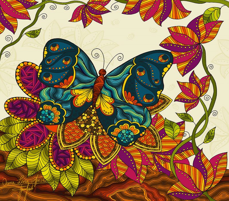 Colorful Butterfly Illustration — Blue