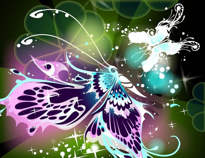 Colorful Butterfly Illustration — Green