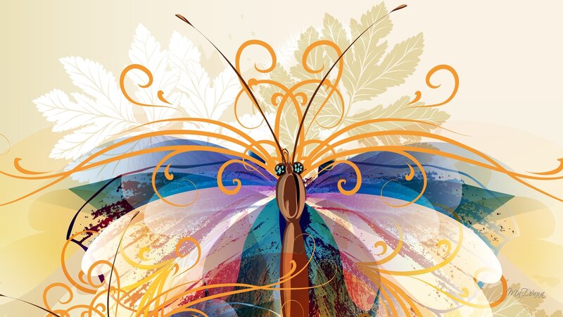 Colorful Butterfly Illustration — Orange