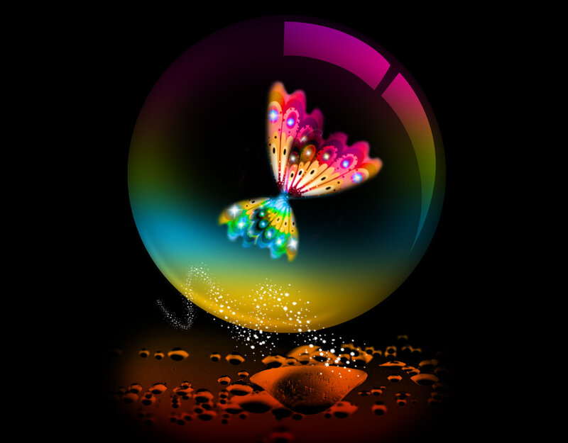 Colorful Butterfly in Bubble