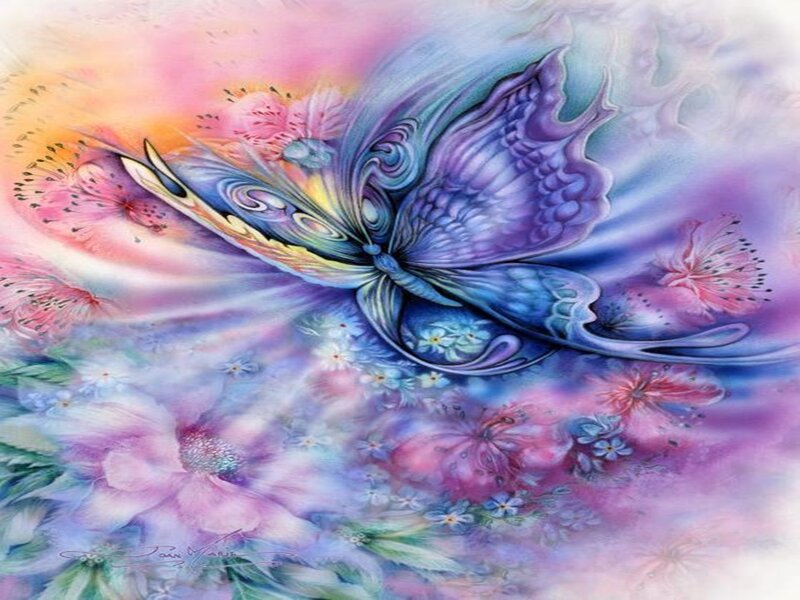 Colorful Butterfly in Flight — Purple