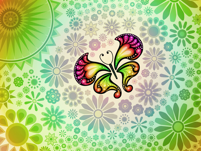 colorful butterfly on floral background