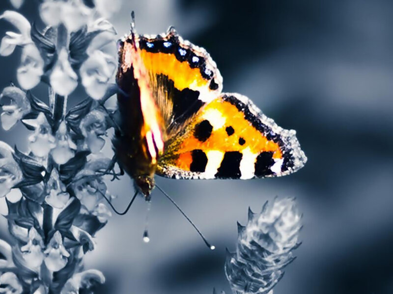 Colorful Butterfly on Flower — Orange