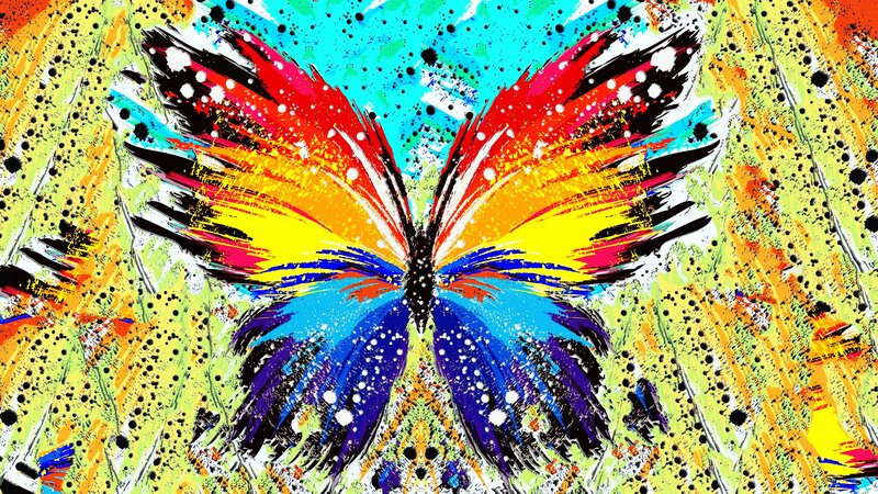 Colorful Butterfly Painting — Blue