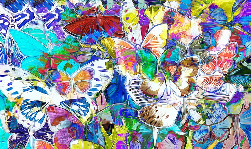 Colorful Butterfly Pattern — Blue, Vibrant