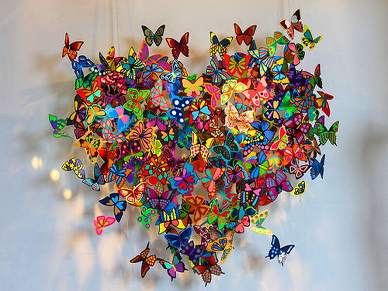 Colorful Butterfly Sculpture — Blue