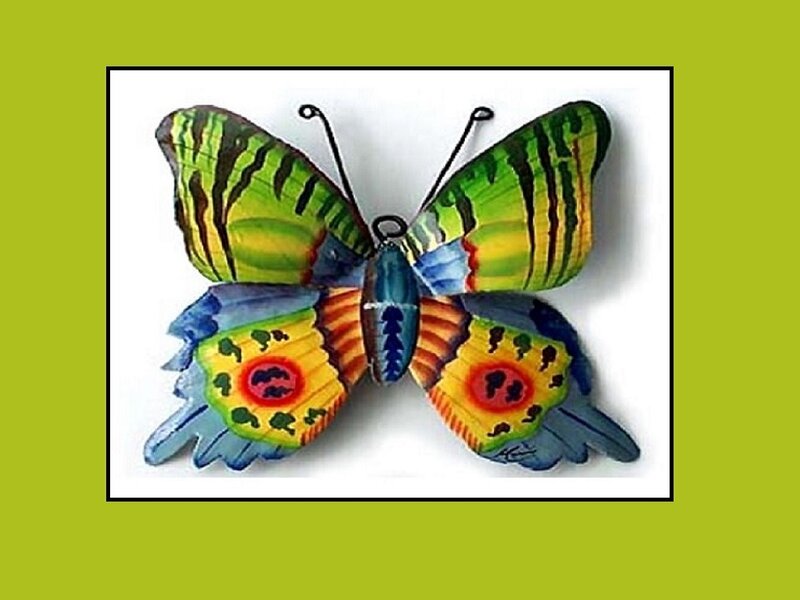 Colorful Butterfly Sculpture — Green, Vibrant, Illustration, Wings