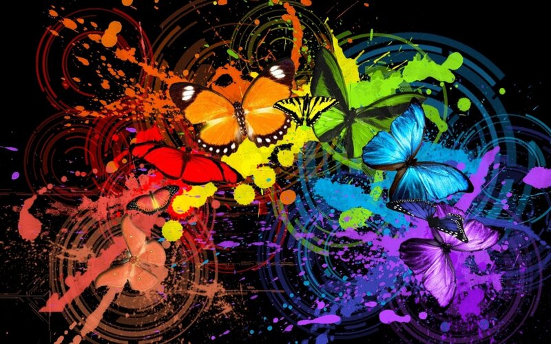 colorful butterfly splatter art