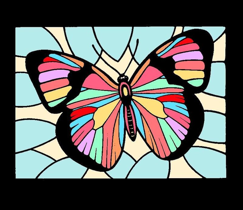 colorful butterfly stained glass