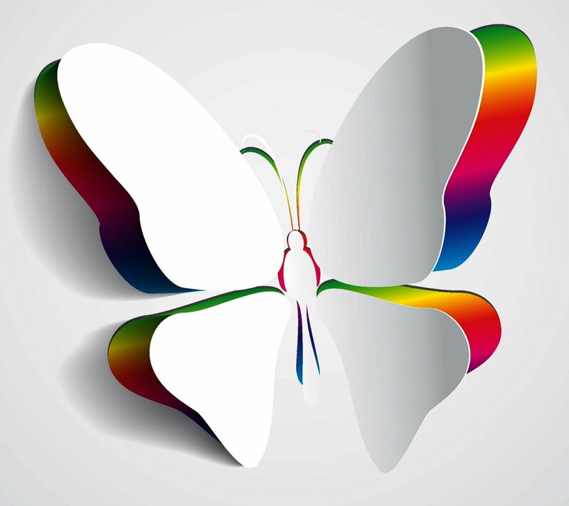 Colorful Butterfly — White, Calm