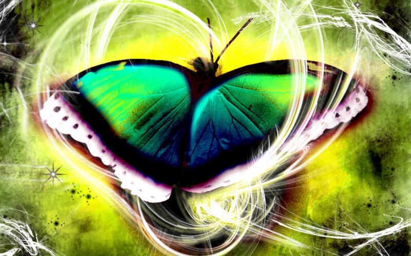 colorful butterfly with energy swirls