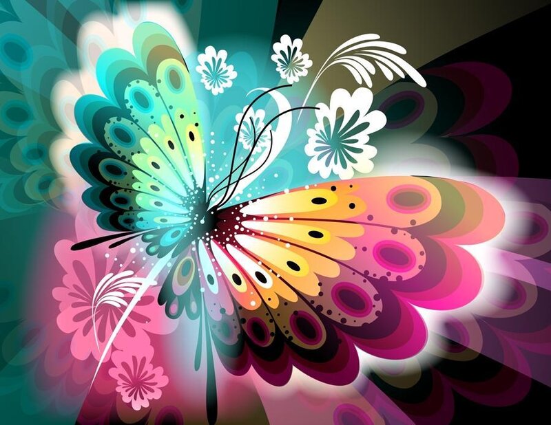 colorful butterfly with flowers
