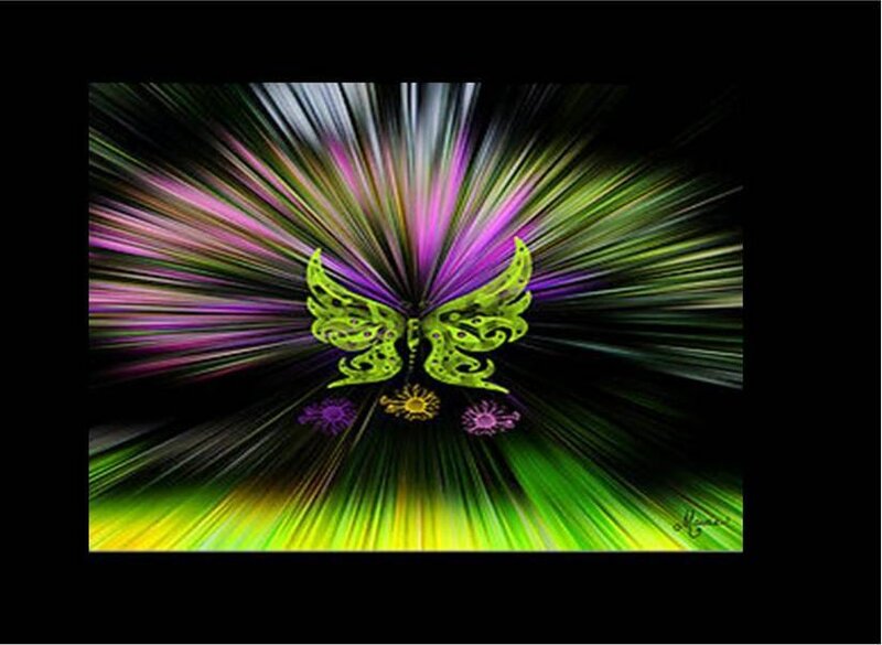 Colorful butterfly with radiant light
