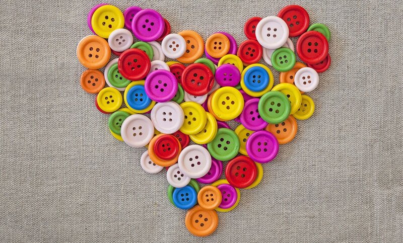 Colorful Buttons in Heart Shape — Multicolor