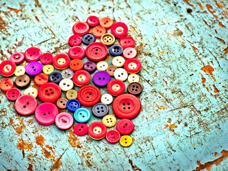 Colorful Buttons in Heart Shape — Red