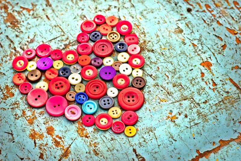 Colorful buttons in heart shape