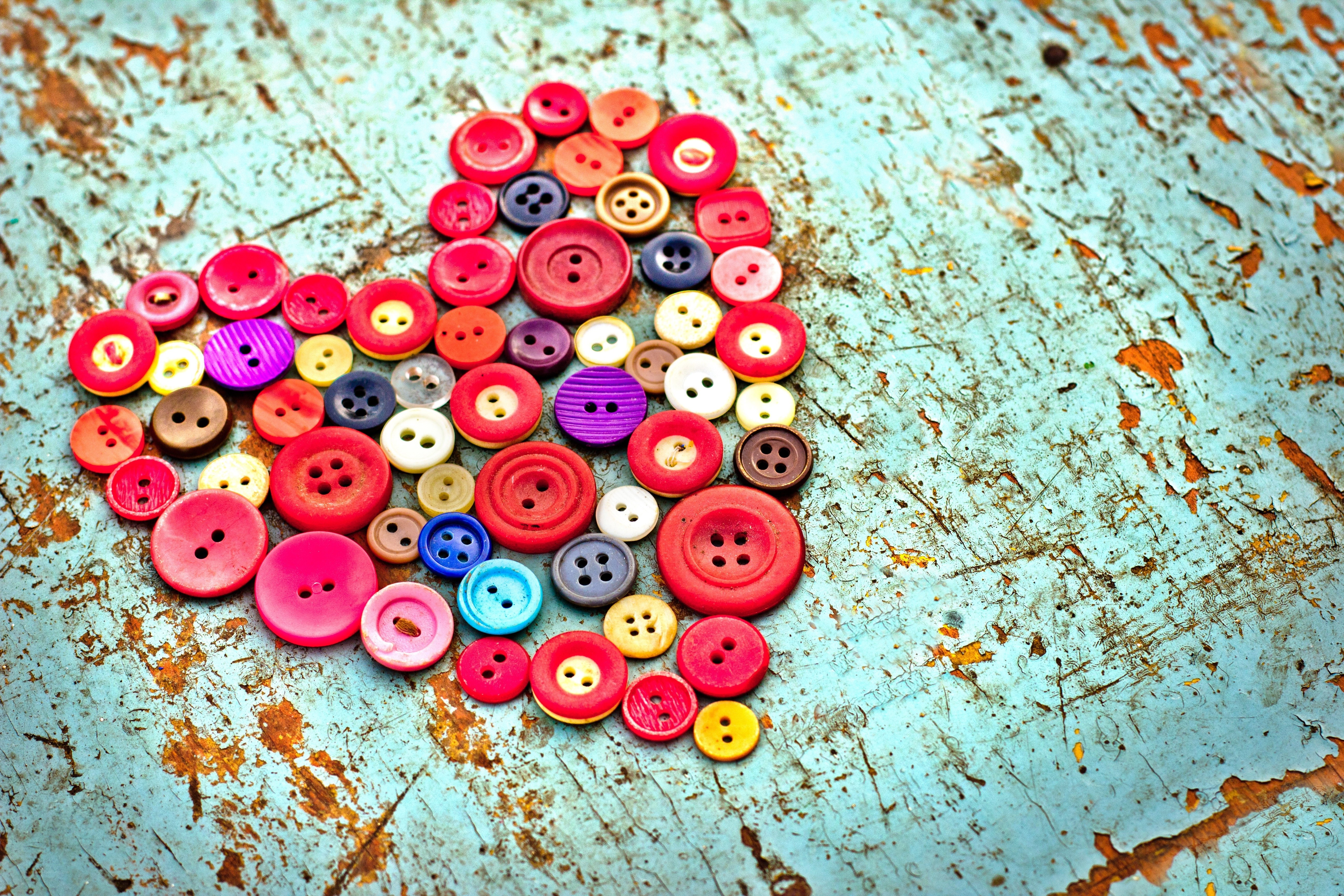 Colorful buttons in heart shape