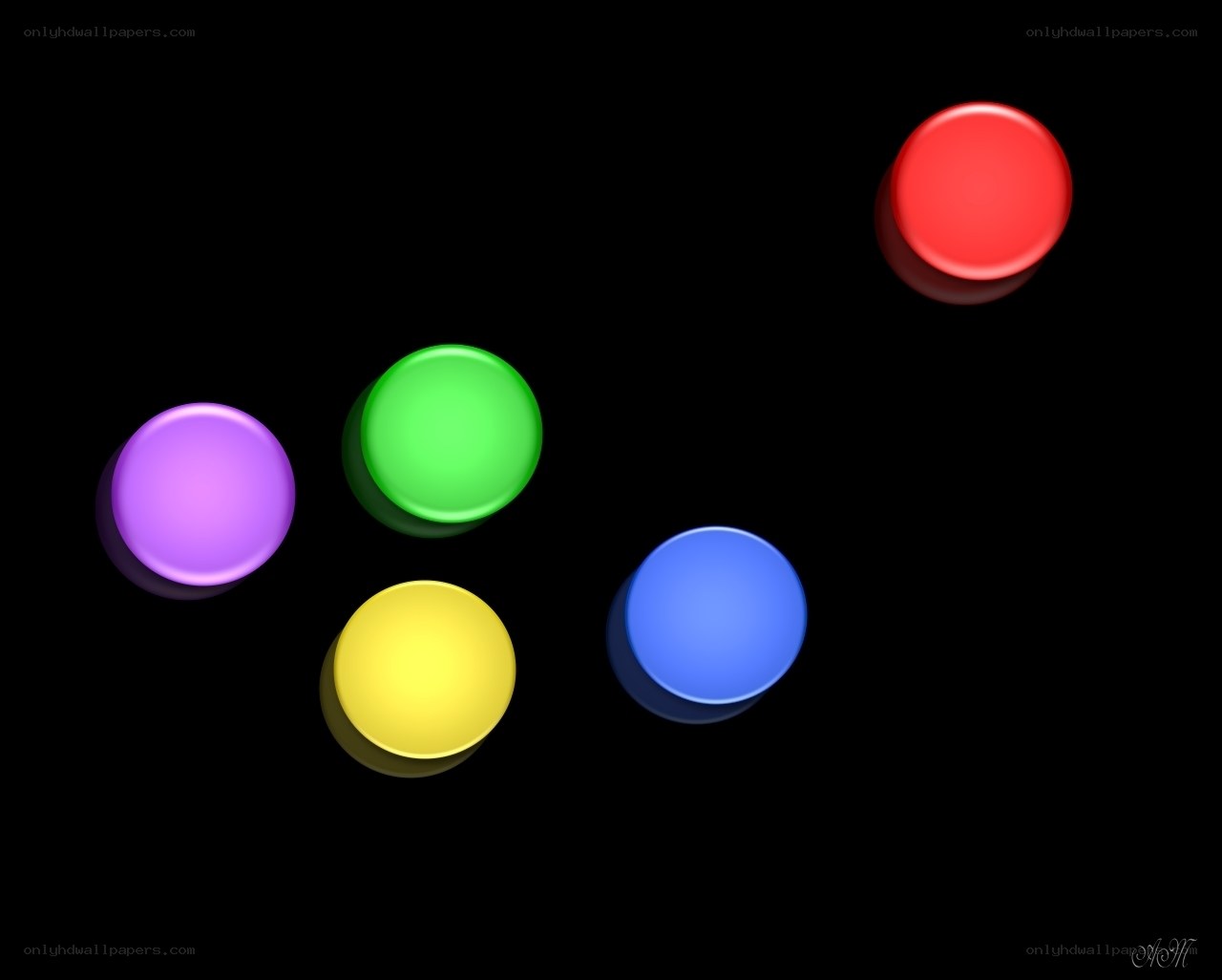 Colorful buttons on black background