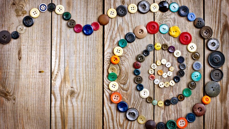 Colorful Buttons on Wood — Brown
