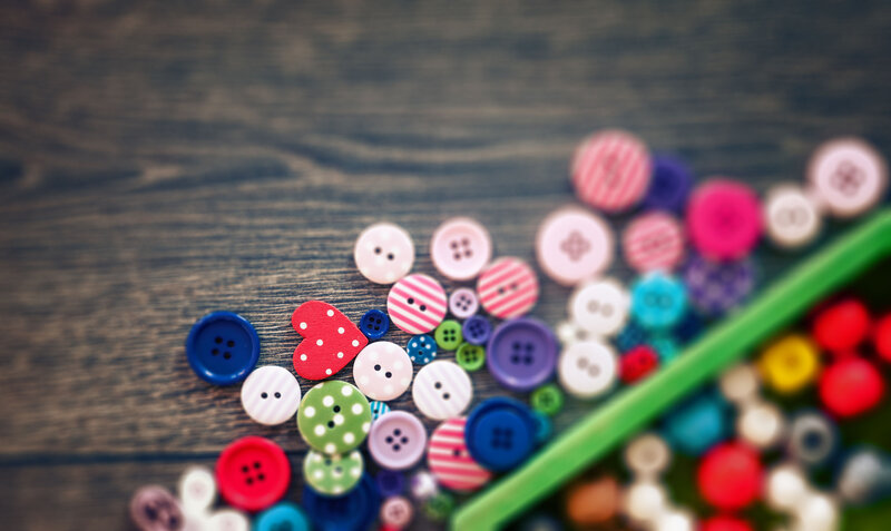 Colorful Buttons on Wood — Red