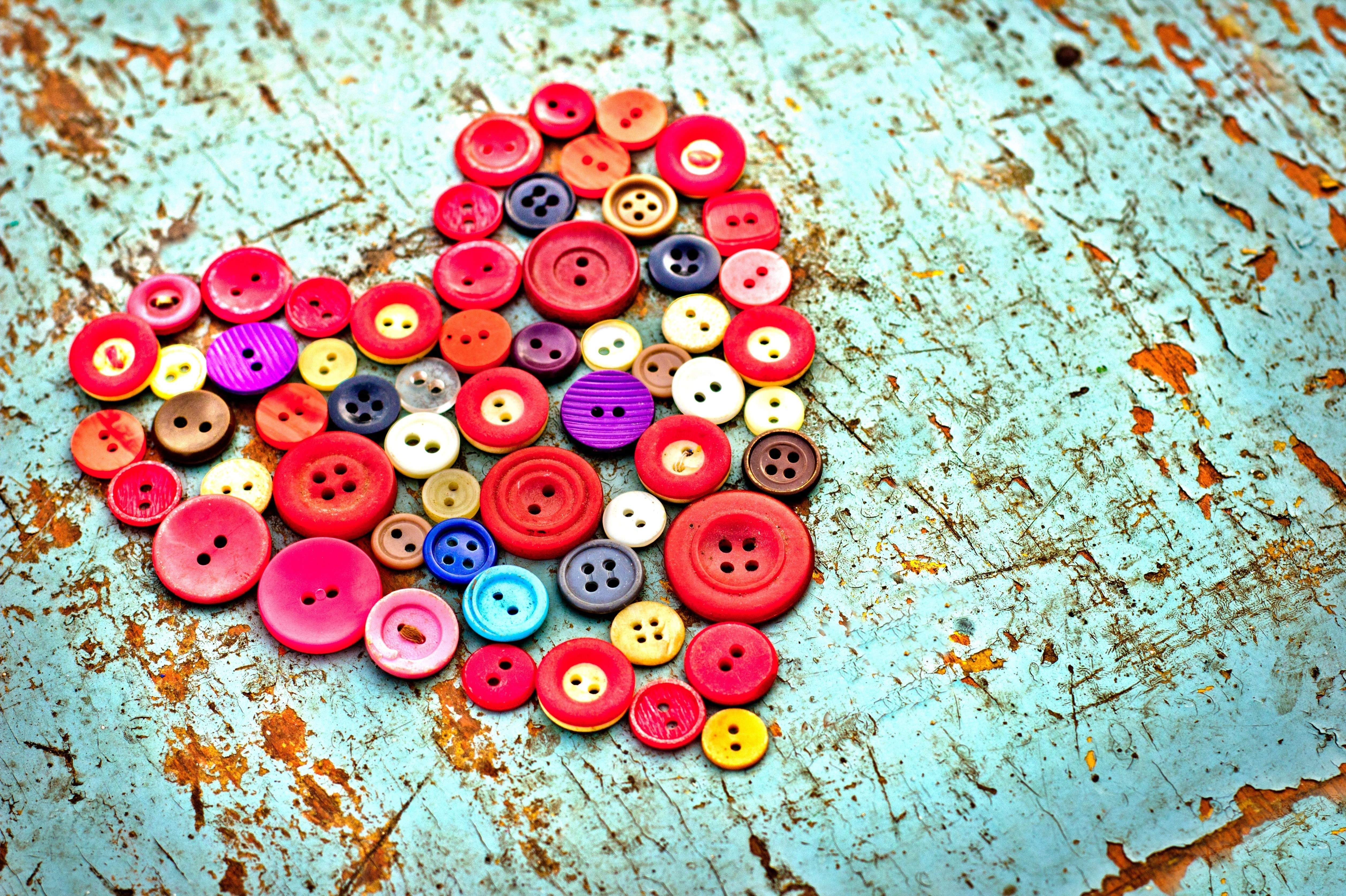 Colorful buttons shaped like a heart