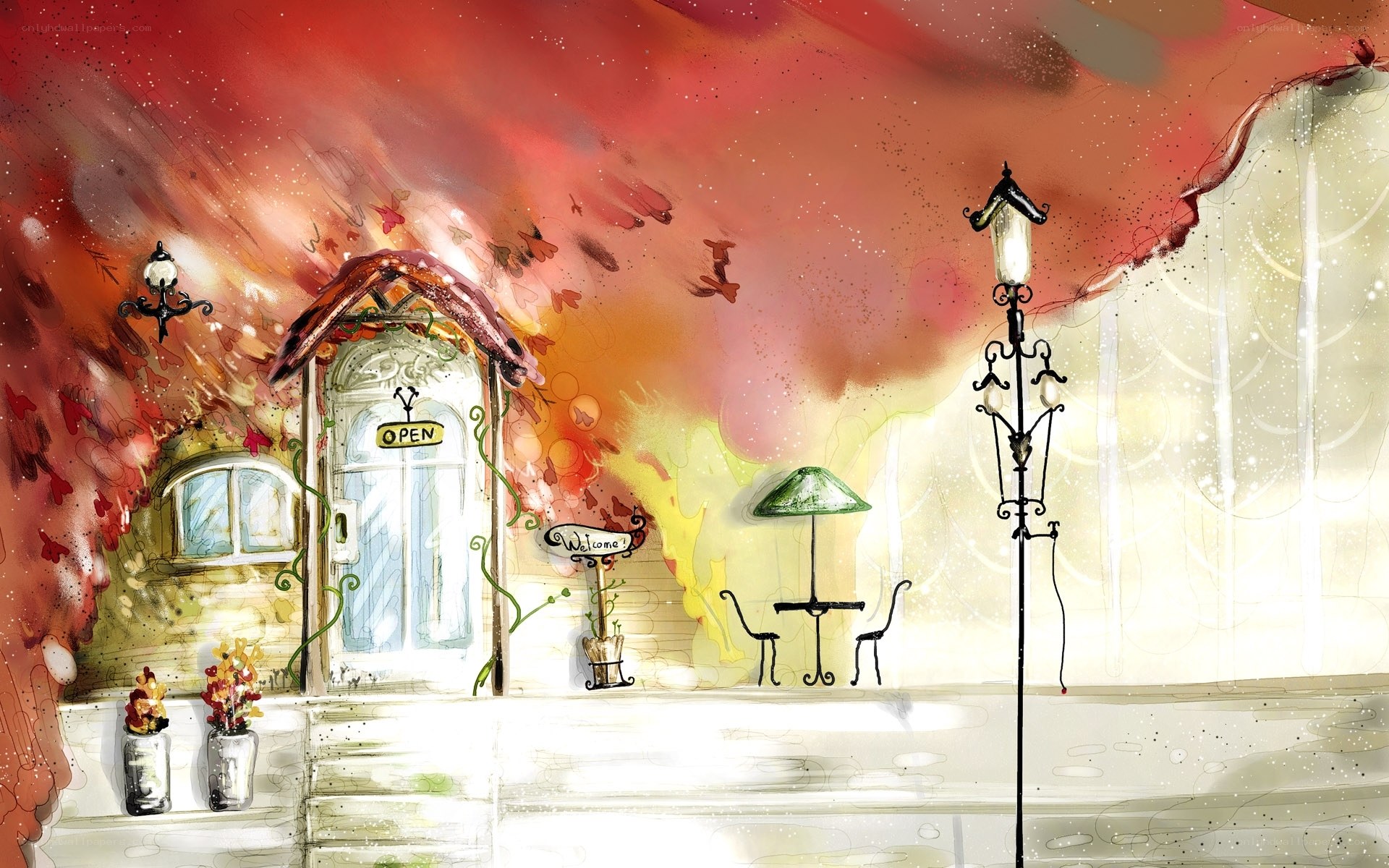 Colorful cafe illustration