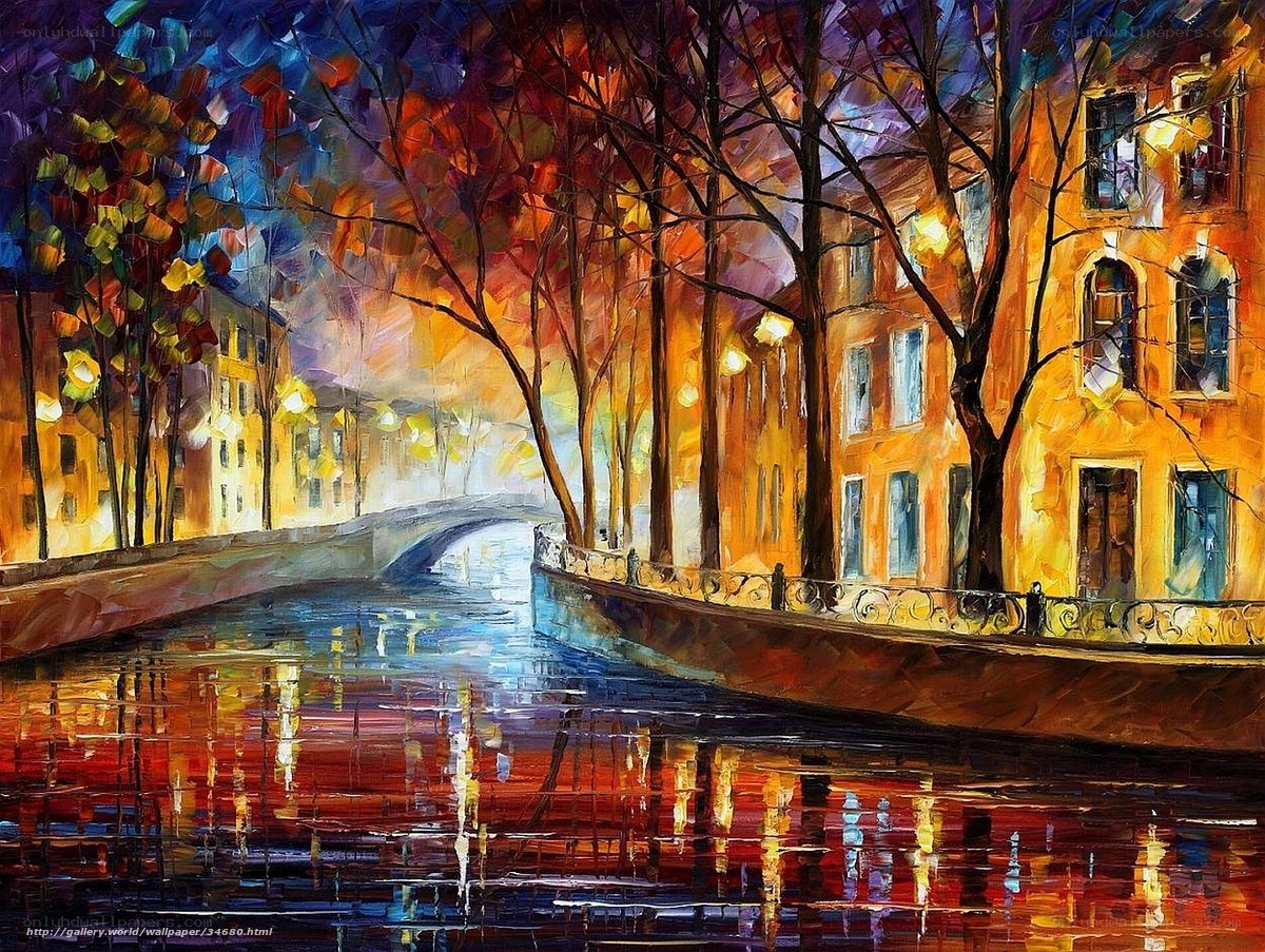 Colorful canal at night