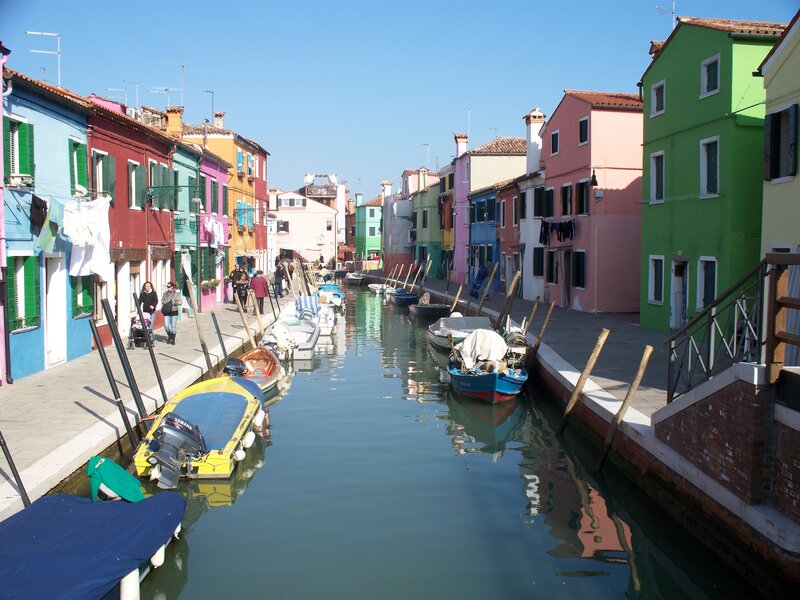 Colorful Canal Houses — Blue, Serene, Afternoon