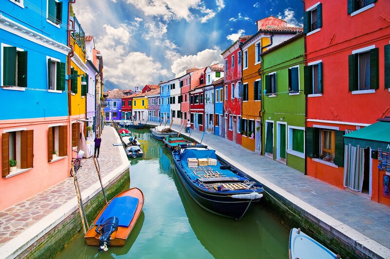 Colorful Canal Houses — Blue, Vibrant