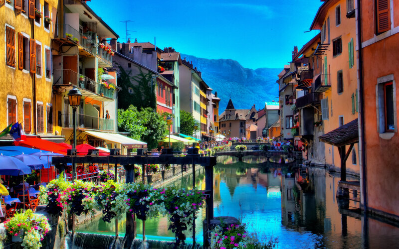 Colorful canal in Annecy