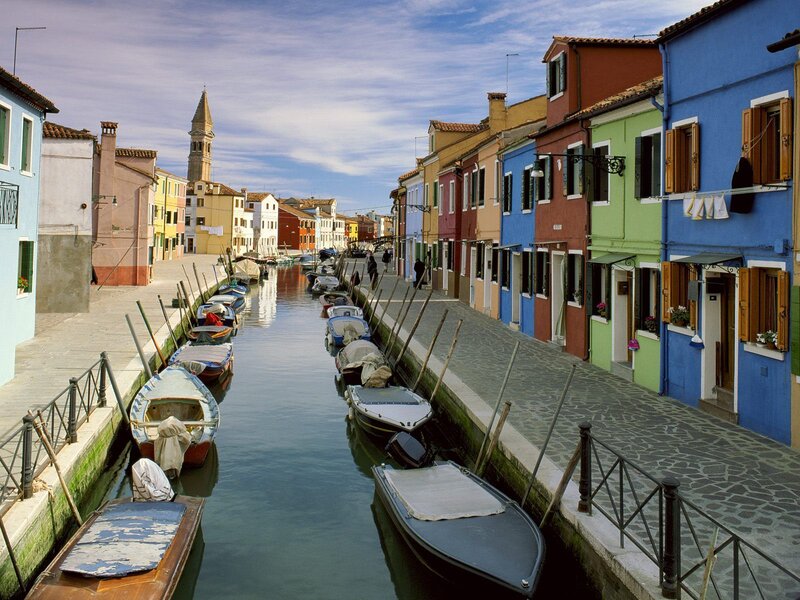 Colorful canal in Burano