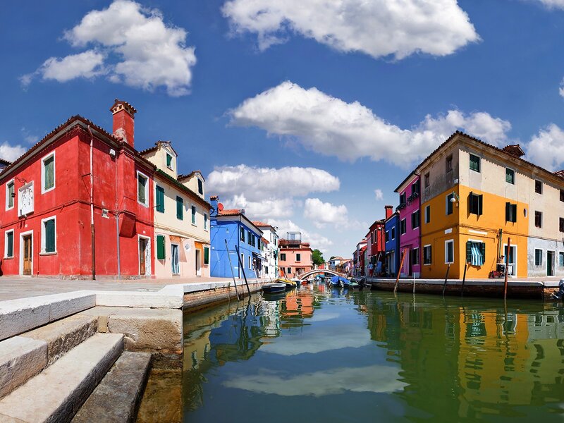 Colorful canal in Venice