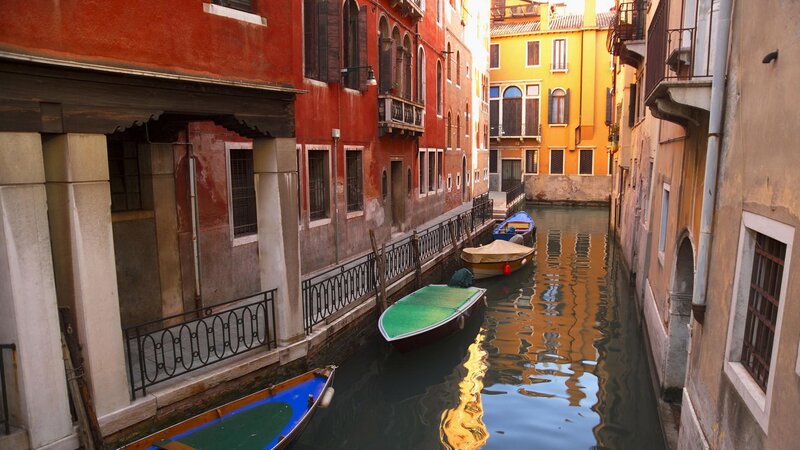 Colorful canal in Venice