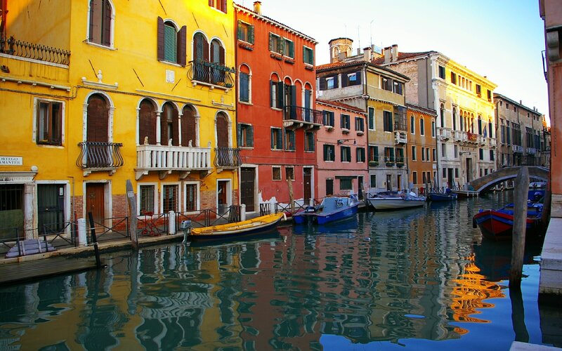 Colorful canal in Venice