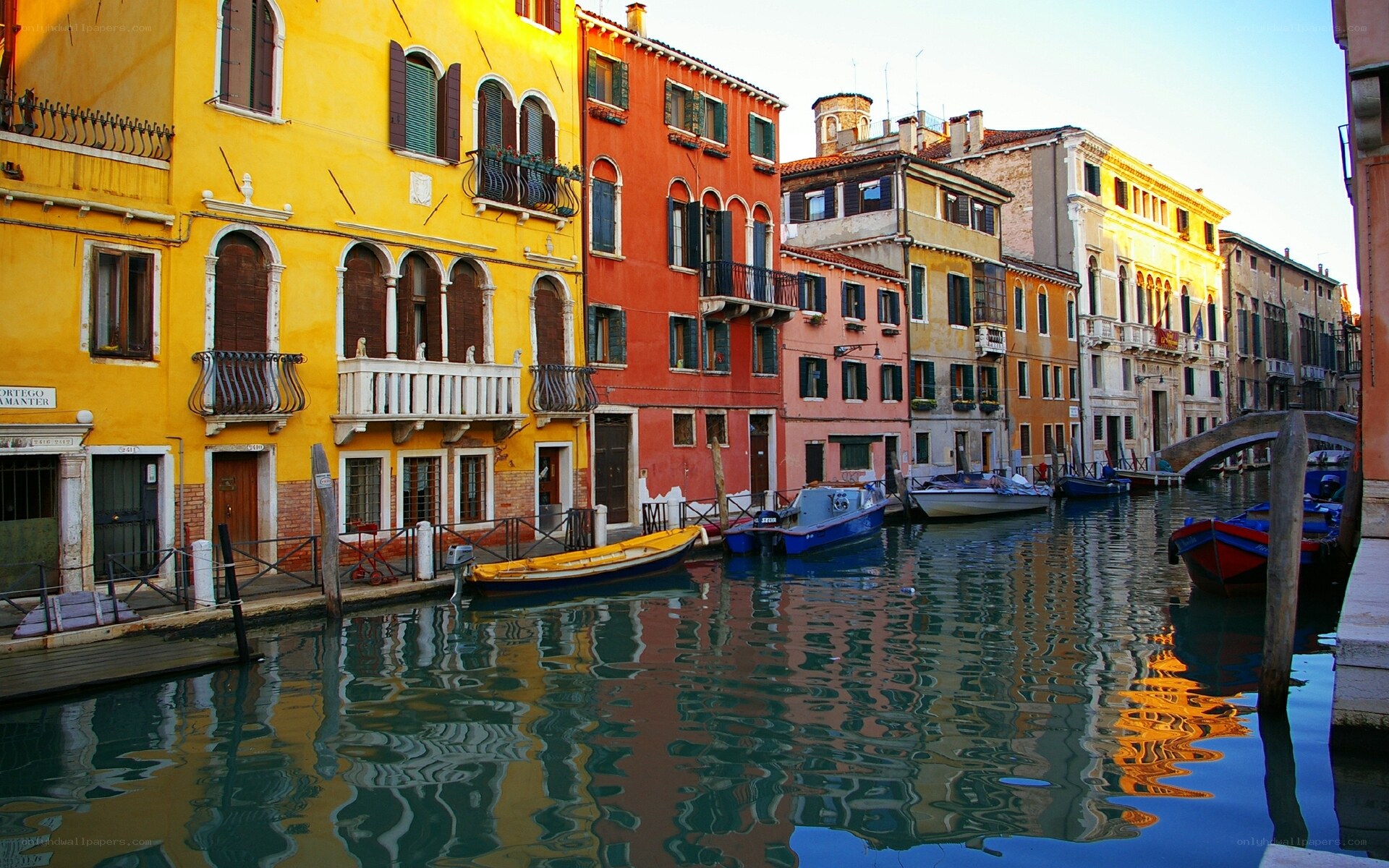 Colorful canal in Venice