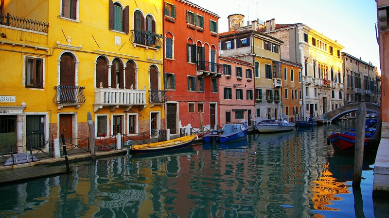 Colorful canal in Venice