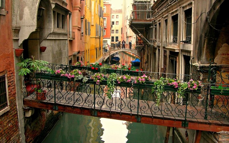 Colorful Canal in Venice — Yellow