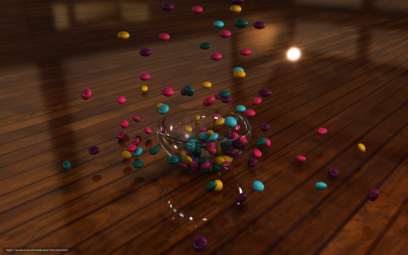 Colorful Candies in Bowl — Brown
