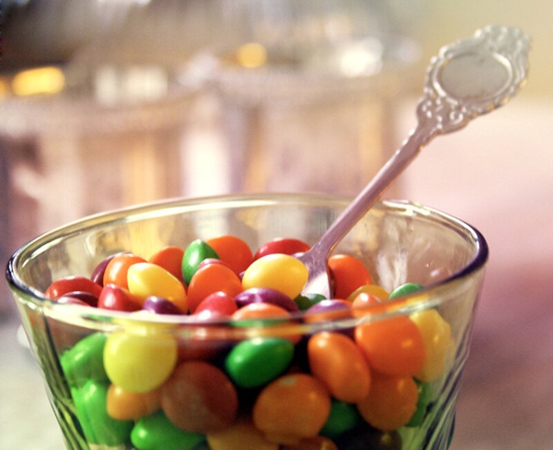 Colorful Candies in Glass