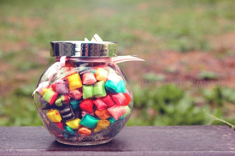 Colorful Candies in Jar